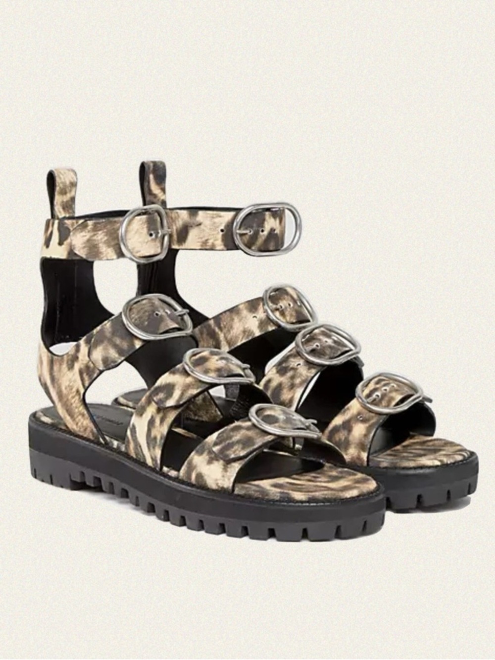 All Saints Raquel Leather Buckled Sandals